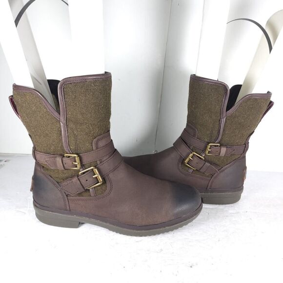 UGG Women's Simmens US8,5? Brown Leather Lined LaceUp Waterproof Wintet Boots - Picture 8 of 16